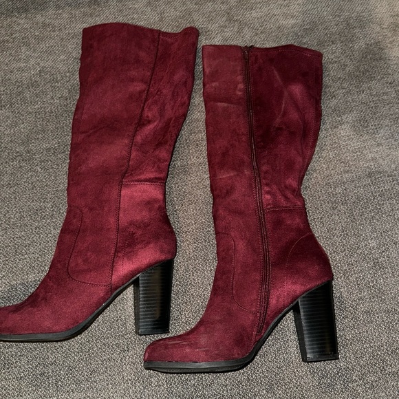 Maroon suede boots S9.5 - Picture 1 of 2